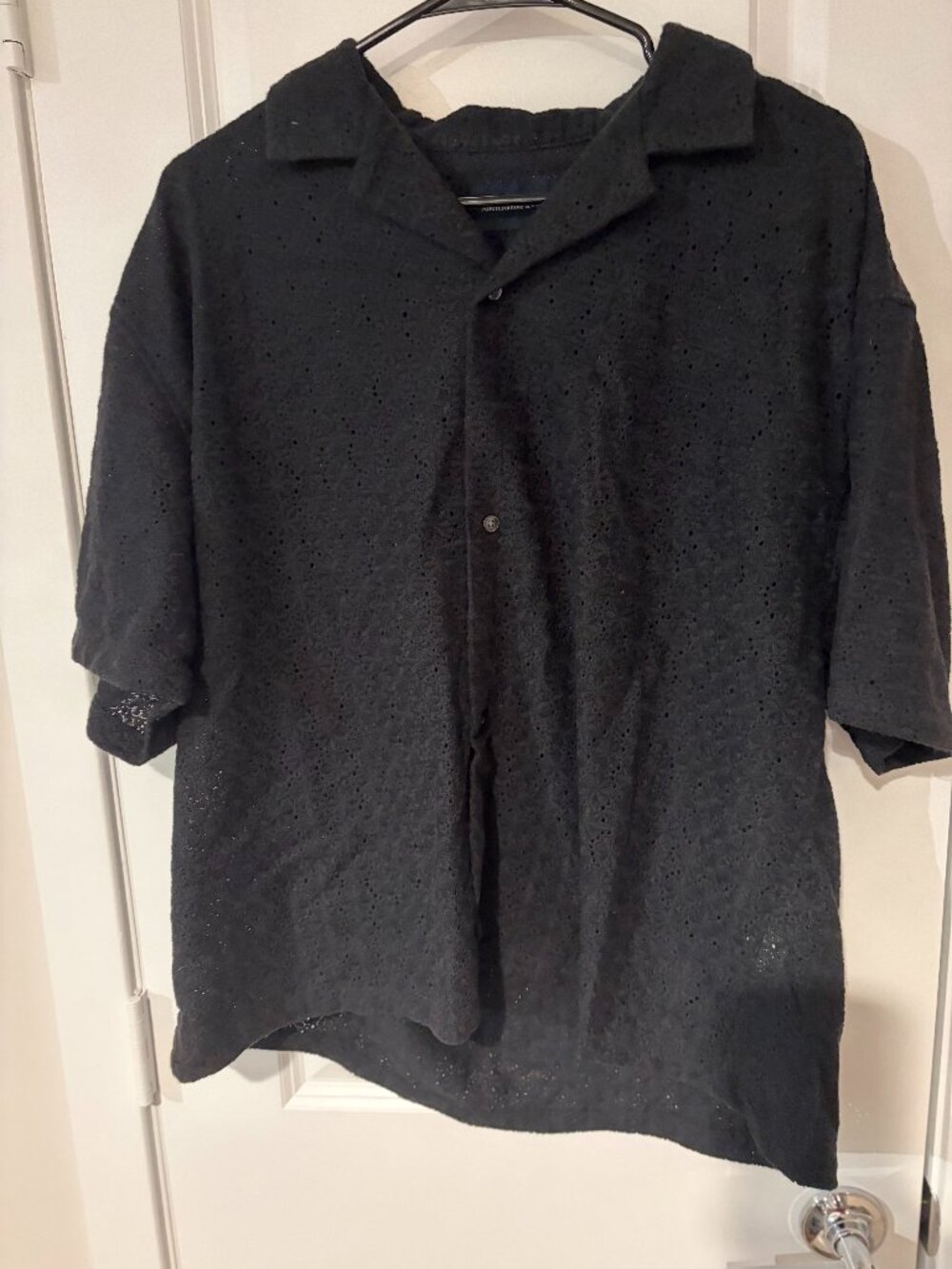 Abercrombie & Fitch Men's Black Crochet-Knitted Shirt Size L